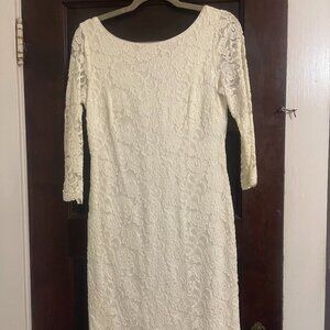 White House Black Market White Lace Mini Dress 3/4 Sleeve, Bridal Shower Dress